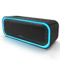 DOSS SoundBox Pro Portable Wireless Bluetooth Speaker with 20W Stereo Sound, Active Extra Bass, Wireless Stereo Paring, Multiple Colors Lights, Waterproof IPX5, 10 Hrs Battery Life -Black