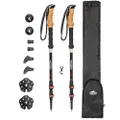 Cascade Mountain Tech Trekking Poles - 3K Carbon Fiber Walking or Hiking Sticks with Quick Adjustable Locks (Set of 2), Black