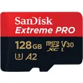 SanDisk Extreme Pro A2 128GB microSDXC UHS-1 U3 V30 (Up to 170MB/s Read) Memory Card with Adapter SDSQXCY Black