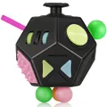 12 Sided Fidget Cube, Dodecagon Fidget Toy for Children and Adults, Stress and Anxiety Relief Depression Anti with ADHD ADD OCD Autism (Black)