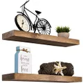 Imperative Decor Floating Shelves Rustic Wood Wall Shelf USA Handmade | Set of 2 (Light Walnut, 24in x 5.5in)