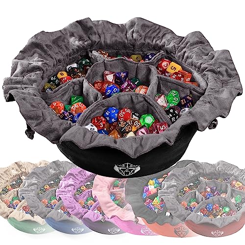 CardKingPro Immense Dice Bags with Pockets - Black - Capacity 150+ Dice - Great for Dice Hoarders [Patented Design]