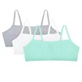 Fruit of the Loom womens Spaghetti strap Pullover Sports Bra, Mint Chip/White/Grey Heather - 3 Pack, 32