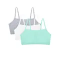 Fruit of the Loom womens Spaghetti strap Pullover Sports Bra, Mint Chip/White/Grey Heather - 3 Pack, 32