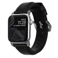 Nomad Traditional Strap for Apple Watch 44mm/42mm | Black Horween Leather | Silver Hardware