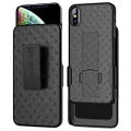 Aduro iPhone Xs Max Holster Case, Combo Shell & Holster Case - Super Slim Shell Case with Built-in Kickstand, Swivel Belt Clip Holster for Apple iPhone Xs Max (2018/2019)