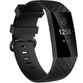Velavior Waterproof Bands for Fitbit Charge 3/ Fitbit Charge 4/ Charge3 SE, Replacement Wristbands for Women Men Small Large (Black, Large)