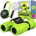 Promora Binoculars for Kids, Set with Magnifying Glass & Compass (Green)- Easter Toys, Kids Binoculars for 3-12 Years Boys and Girls - Perfect Easter Basket Stuffers for Toddler, Easter Gifts for Kids
