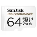 SanDisk High Endurance 64GB microSDXC card with Adapter for dash cams and security cameras, Black - SDSQQNR-064G-GN6IA