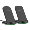 Yootech [2 Pack] Wireless Charger,10W Max Wireless Charging Stand,Compatible with iPhone 15/15 Plus/15 Pro Max/14/13/SE 2022/12/11/X/8,Galaxy S22/S21/S20/S10(No AC Adapter)