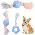 PEUPET Puppy Teething Toys, Dog Chew Toys Set with Cotton Cloth Rope for Puppies and Small Dogs Blue