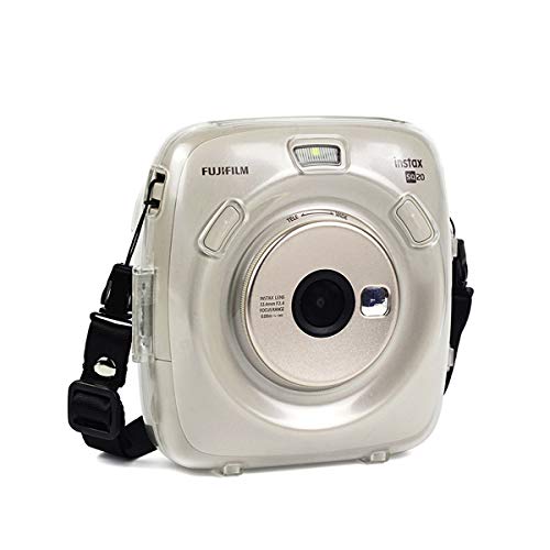 Ngaantyun Transparent Crystal Clear Camera Case Protective Hard Case with Free Shoulder Strap for Fujifilm Instax Square SQ20 Camera
