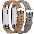Tobfit Leather Bands Compatible with Fitbit Alta/Alta HR Bands, Genuine Leather Replacement Wristbands, (Tan+Suede Grey, 5.5''-8.1'')