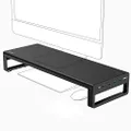 VAYDEER USB 3.0 Aluminum Monitor Stand Metal Riser Support Transfer Data,Keyboard and Mouse Storage Desk Organizer for Laptop,Computer,Notebook,MacBook(Monitor Size Up to 27 inches)(Black)