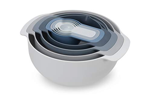Joseph Joseph 9 Nesting Set with Mixing Bowls Measuring Cups Sieve Colander, 9-Piece, Sky