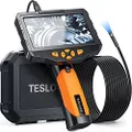 Teslong Dual Lens Inspection Camera with Light, Digital Industrial Borescope, Video Endoscope, Scope Camera, 5" IPS Screen, 16.4ft Flexible Probe, 1080p, Tool for Home, Pipe, Automotive (Waterproof)