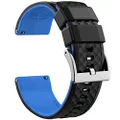 Ritche Silicone Watch Bands 18mm 20mm 22mm 24mm Quick Release Rubber Watch Bands for Men, Black / Blue / Silver, 18MM, Modern