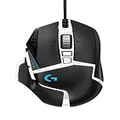 Logitech G502 HERO High Performance Gaming Mouse Special Edition, HERO 16K Sensor, 16 000 DPI, RGB, Adjustable Weights, 11 Programmable Buttons, On-Board Memory, PC/Mac - Black/White