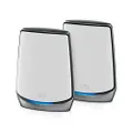 NETGEAR Orbi 850 Series Tri-Band WiFi 6 Mesh System (RBK852), 2-Pack: 1 Router + 1 Satellite Extender, Covers up to 5,000 sq. ft., 100 Devices, 2.5 Gig Internet Port, AX6000 802.11ax (up to 6Gbps)