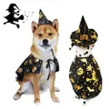 Vehomy Pet Dog Halloween Cloak Halloween Dog Cape with Witch Hat Witch Cloak Costume for Cats and Small Dogs Halloween Pet Costume