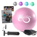 Live Infinitely Pilates Ball 9 Inch with Pump | Small Yoga Balls with Digital Workout eBook | Mini Stability Ball for Pilates, Barre, Yoga & Home Exercise (Rose)