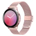 TRUMiRR Women Band for Galaxy Watch 4 40mm / Active2 40mm 44mm Pink Gold, Mesh Woven Stainless Steel Watchband Quick Release Strap Wristband for Samsung Galaxy Watch 5 6 40mm