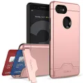 Teelevo Wallet Case for Google Pixel 3, Dual Layer Case with Card Slot Holder and Integrated Kickstand for Google Pixel 3 - Rose Gold