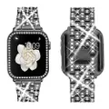 SUPOIX Compatible with Apple Watch Band 44mm + Case, Women Jewelry Bling Diamond Rhinestone Replacement Metal Strap &Soft TPU Protector Case for iWatch Series 6/5/4/se(Black)