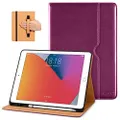 DTTO for iPad 9th/8th/7th Generation 10.2 Inch Case 2021/2020/2019, Premium Leather Business Folio Stand Cover with Apple Pencil Holder - Auto Wake/Sleep and Multiple Viewing Angles, Purple