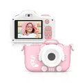 myFirst Camera 3 Mini Camera for Kids Christmas Birthday Gift for Boys Girls Adults Age 4-15 for Travel with Extra Selfie Lens 12MP HD Video Camera with Free Shockproof Case and Neck Lanyard (Pink)