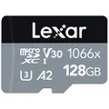 Lexar 128GB Professional 1066x micro SD Card w/SD Adapter, UHS-I, U3, V30, A2, Full HD, 4K, Up To 160/120 MB/s, for Action Cameras, Drones, Smartphones, Tablets, Nintendo-Switch (LMS1066128G-BNANU)