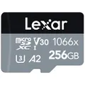 Lexar 256GB Professional 1066x micro SD Card w/SD Adapter, UHS-I, U3, V30, A2, Full HD, 4K, Up to 160/120 MB/s, for Action Cameras, Drones, Smartphones, Tablets, Nintendo-Switch (LMS1066256G-BNANU)