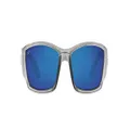 Costa Del Mar Men's Corbina Rectangular Sunglasses, Silver/Grey Blue Mirrored Polarized-580g, 62 mm