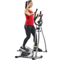 Sunny Health & Fitness SF-E905 Elliptical Machine Cross Trainer with 8 Level Resistance and Digital Monitor, Gray, White, 28 L x 17 W x 57 H
