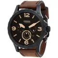Fossil Men's Nate Stainless Steel Quartz Chronograph Watch, Black, Brown, Military, Classic