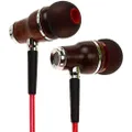 Symphonized NRG 2.0 Wood Earbuds Wired, in Ear Headphones with Microphone for Computer & Laptop, Noise Isolating Earphones for Cell Phone, Ear Buds with Booming Bass (Lava Red)
