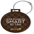 Dynotag® Web Enabled Smart Deluxe Steel Luggage ID Tag & Braided Steel Loop, with DynoIQ™ & Lifetime Recovery Service (Brown)
