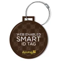 Dynotag® Web Enabled Smart Deluxe Steel Luggage ID Tag & Braided Steel Loop, with DynoIQ™ & Lifetime Recovery Service (Brown)