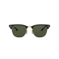 Ray-Ban RB3716 Clubmaster Metal Square Sunglasses, Black on Gold/G-15 Green, 51 mm