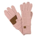 C.C Unisex Cable Knit Winter Warm Anti-Slip Touchscreen Texting Gloves, Indi Pink