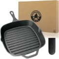 Backcountry Cast Iron 12" Large Square Grill Pan (Pre-Seasoned for Non-Stick Like Surface, Cookware Range / Oven / Broiler / Grill Safe, Kitchen Skillet Restaurant Chef Quality)