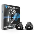 Decibullz Custom-Molded High Fidelity Earplugs, Hearing Protection for Concerts, Musicians, Drummers, and The Sensory Disorders, Black