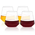 MICHLEY Large Stemless Wine Glasses Clear Tritan Plastic-Unbreakable Wine Cups for Red and White, Dishwasher Safe, 17oz, Set of 4