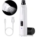 Casfuy Dog Nail Grinder with LED Light - Upgraded 2-Speed Electric Pet Nail Trimmer Powerful Painless Paws Grooming & Smoothing for Small Medium Large Dogs & Cats (White)