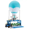 Fortnite FNT0380 Battle Deluxe-Features Inflatable Balloon with Lights & Sounds, Free-Rolling Wheels on Bus-Includes 4 Inch Recruit (Jonesy)