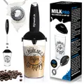 PowerLix Milk Frother Handheld Battery Operated Electric Foam Maker For Coffee, Latte, Frappe, Matcha, Drink Mixer With Stainless Steel Double Whisk, Mini Hand Held Machine, Foamer Cup Included (GET