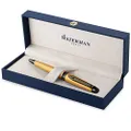 Waterman Expert Ballpoint Pen | Metallic Gold Lacquer with Ruthenium Trim | Medium Point | Blue Ink | With Gift Box