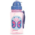Skip Hop Baby Zoo Little Kid and Toddler Feeding Travel-To-Go Flip Top Straw Bottle, Multi Blossom Butterfly, 12oz