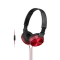 Sony MDR-ZX310AP Foldable Wired Over-Ear Headphones with In-line Mic and Remote, 30mm Dynamic Driver - Red