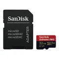 SanDisk Extreme Pro C10 A1 MicroSDXC Card with Adapter, 100MB/s, 32GB